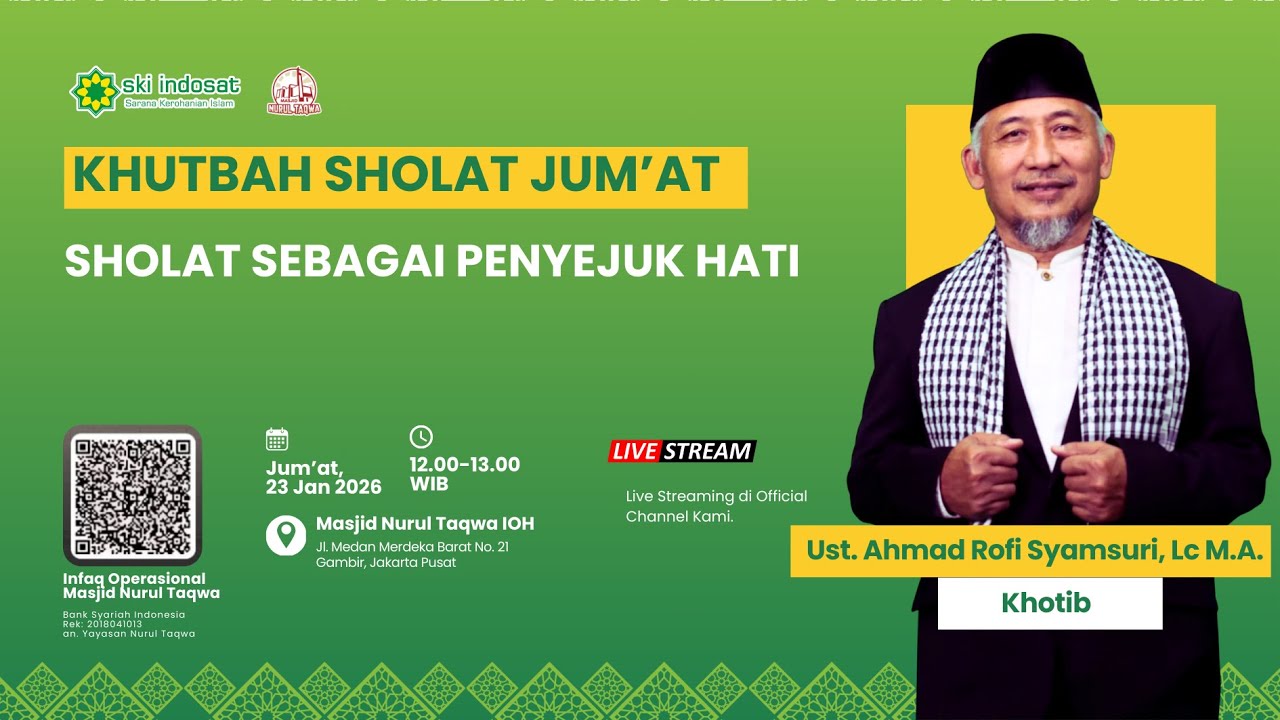 You are currently viewing Kajian Zhuhur – Agenda Sholat Jum’at Ust.Ahmad Rofi Syamsuri, Lc. MA Tema Khutbah : Sholat Sebagai Penyejuk Hati