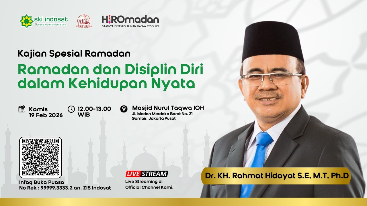 You are currently viewing Kajian Zhuhur – Dr. KH. Rahmat Hidayat, S.E., M.T., Ph.D – Tema : Ramadan dan Disiplin Diri dalam Kehidupan Nyata