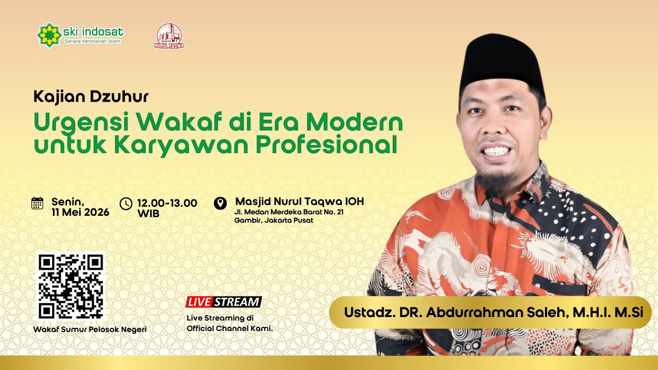 Read more about the article Kajian Zhuhur – Ust.DR.Abdurrahman Saleh, MHI Msi Tema : Urgensi Wakaf di Era Modern untuk Karyawan Profesional