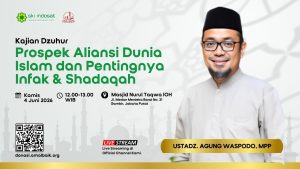 Read more about the article Kajian Zhuhur – Ust. Agung Waspodo, MPP Tema : Prospek Aliansi Dunia Islam dan Pentingnya Infak & Shadaqah