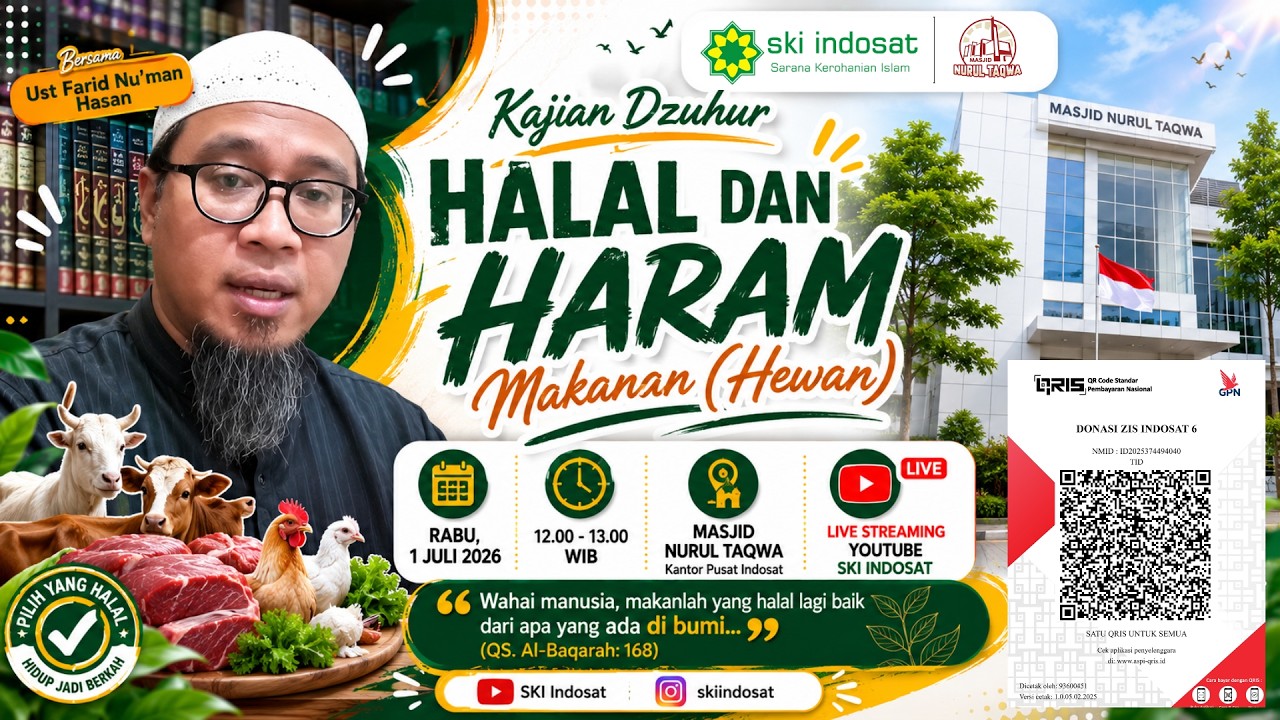 Read more about the article Kajian Zhuhur – 🥩 Halal dan Haram Makanan (Hewan) – 🎙️ Ustadz Farid Nu’man Hasan, S.S., M.Sos