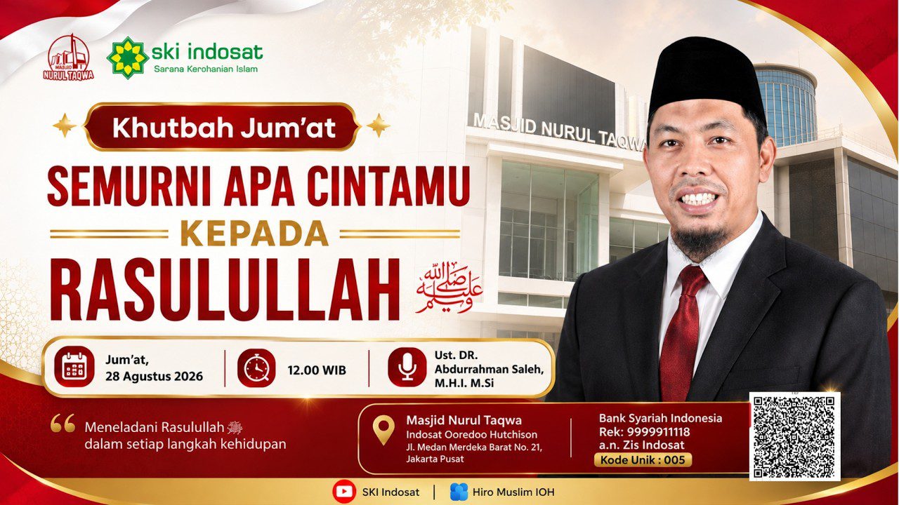 Read more about the article Kajian Zhuhur – Semurni Apa Cintamu Kepada Rasulullah — Ustadz DR. Abdurrahman Saleh, M.H.I. M.Si
