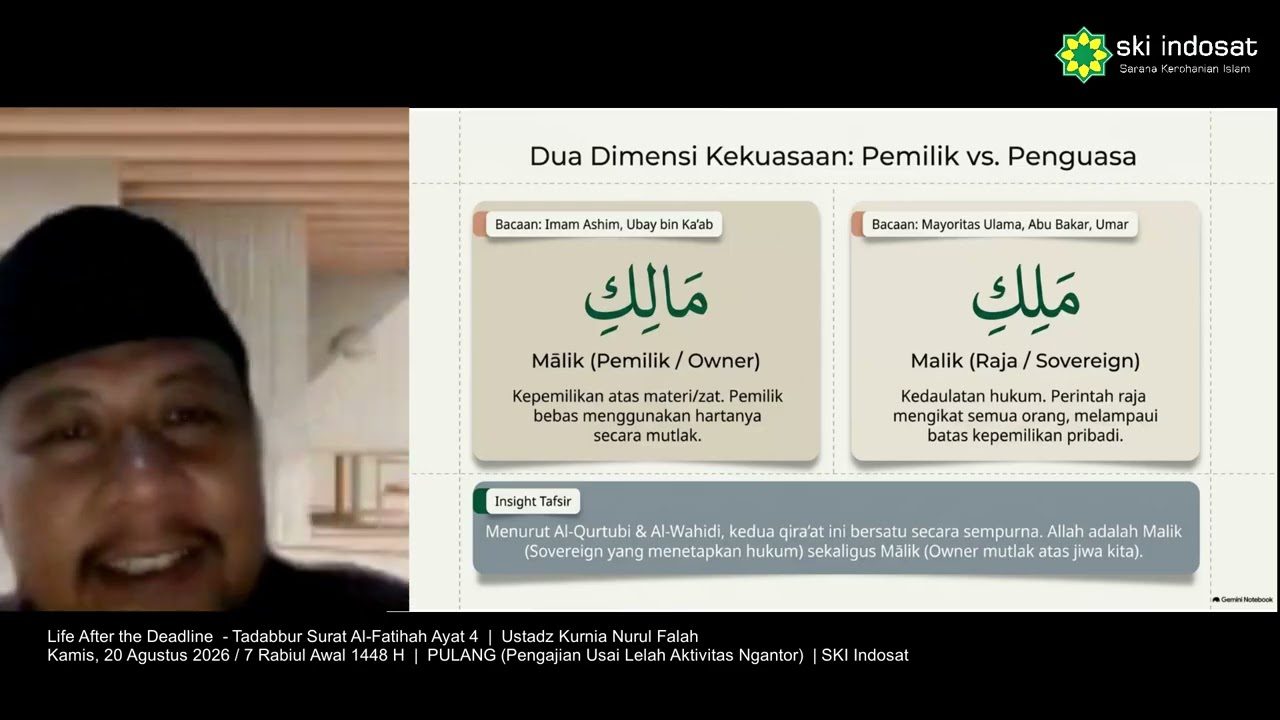 Read more about the article Kajian Zhuhur – Life After the Deadline – Tadabbur Surat QS Al-Fatihah 4 – Oleh Ust Kurnia Nurul Falah